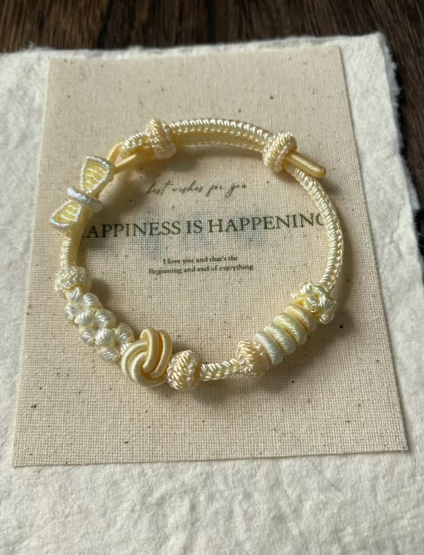 Handwoven Woven Bracelet Customizable Pale Yellow