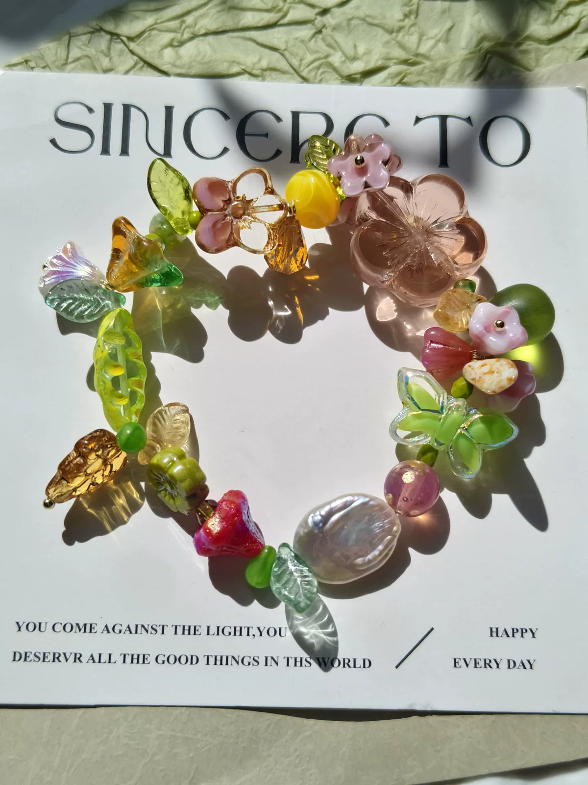 Pulseira Elástica de Contas de Vidro Checo