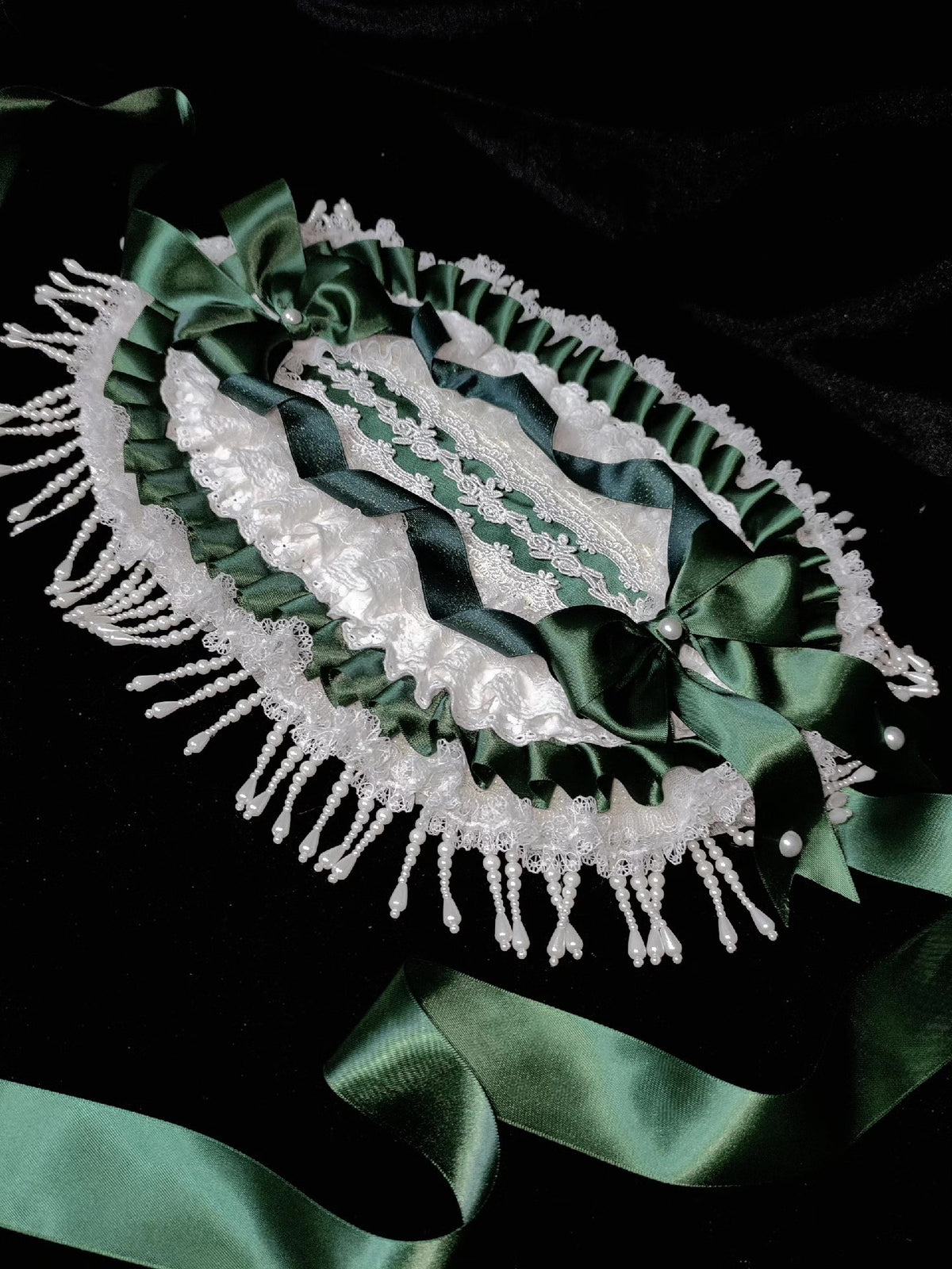 Handmade Gothic Bonnet Straw Hat with Lace