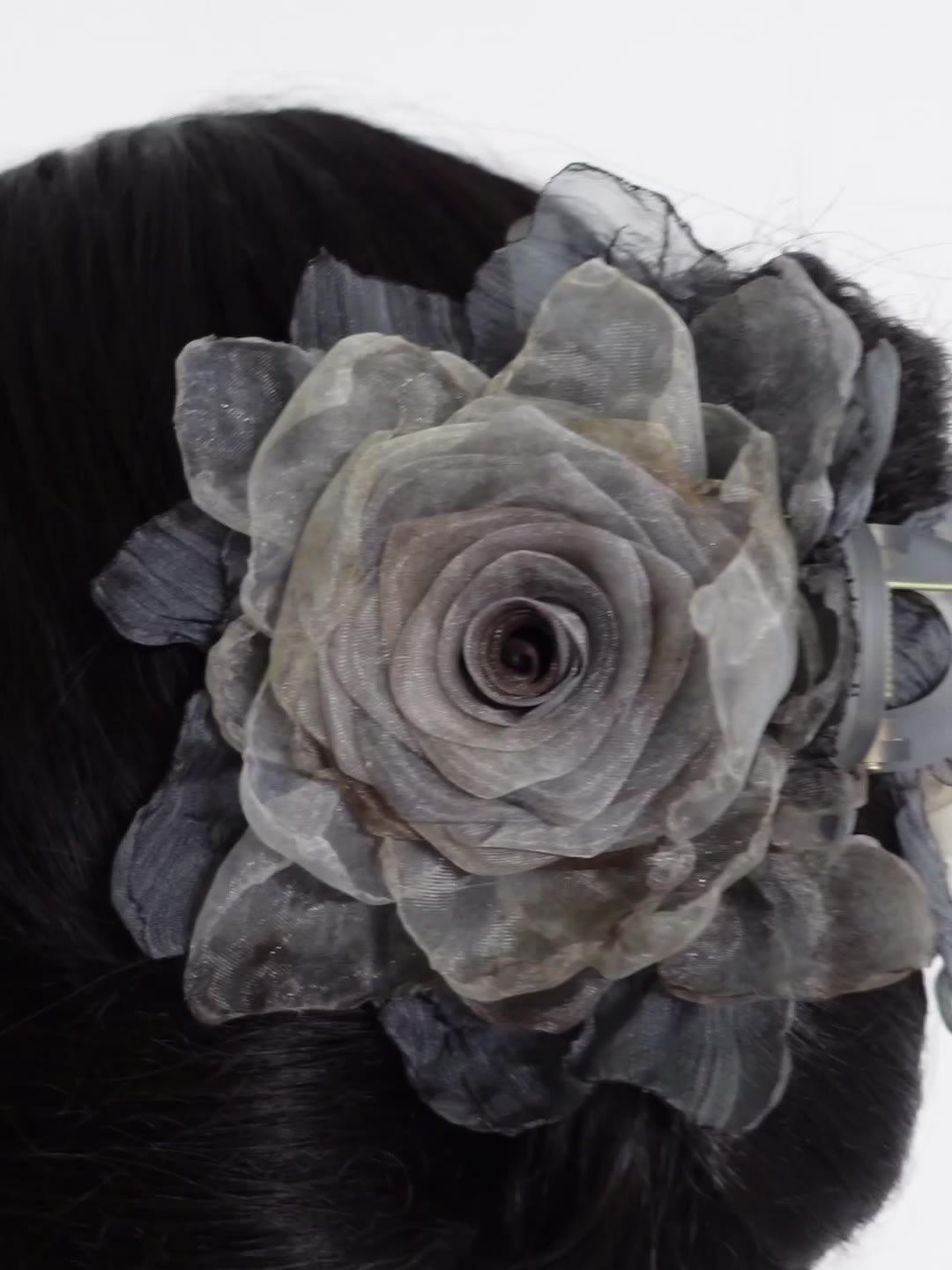 Handmade Fabric Rose Hair Claw Clip
