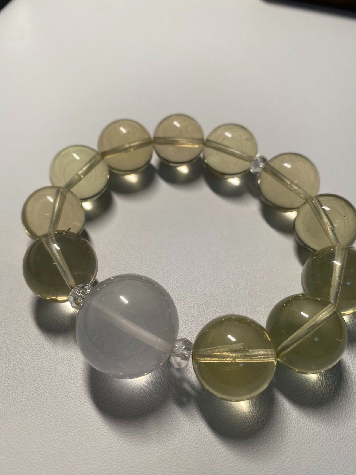 Lemon Yellow Quartz Beaded Bracelet 16mm