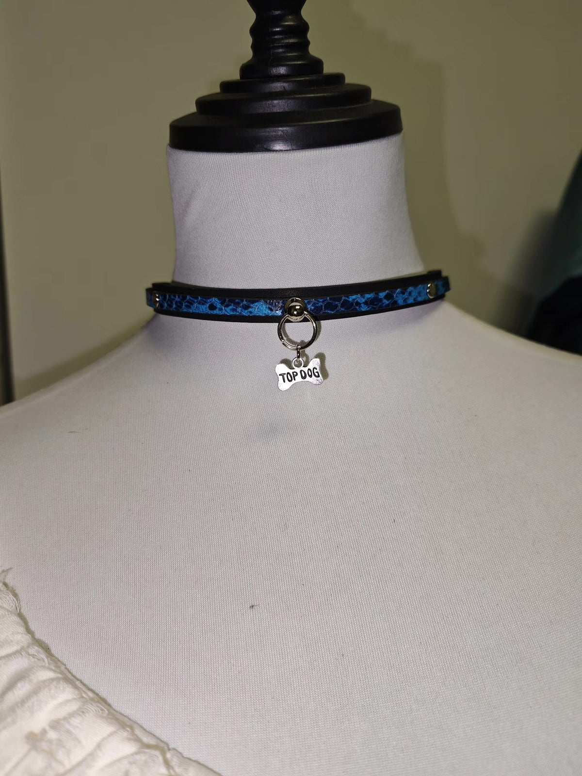 Handcrafted Leather Choker with Bone Tag