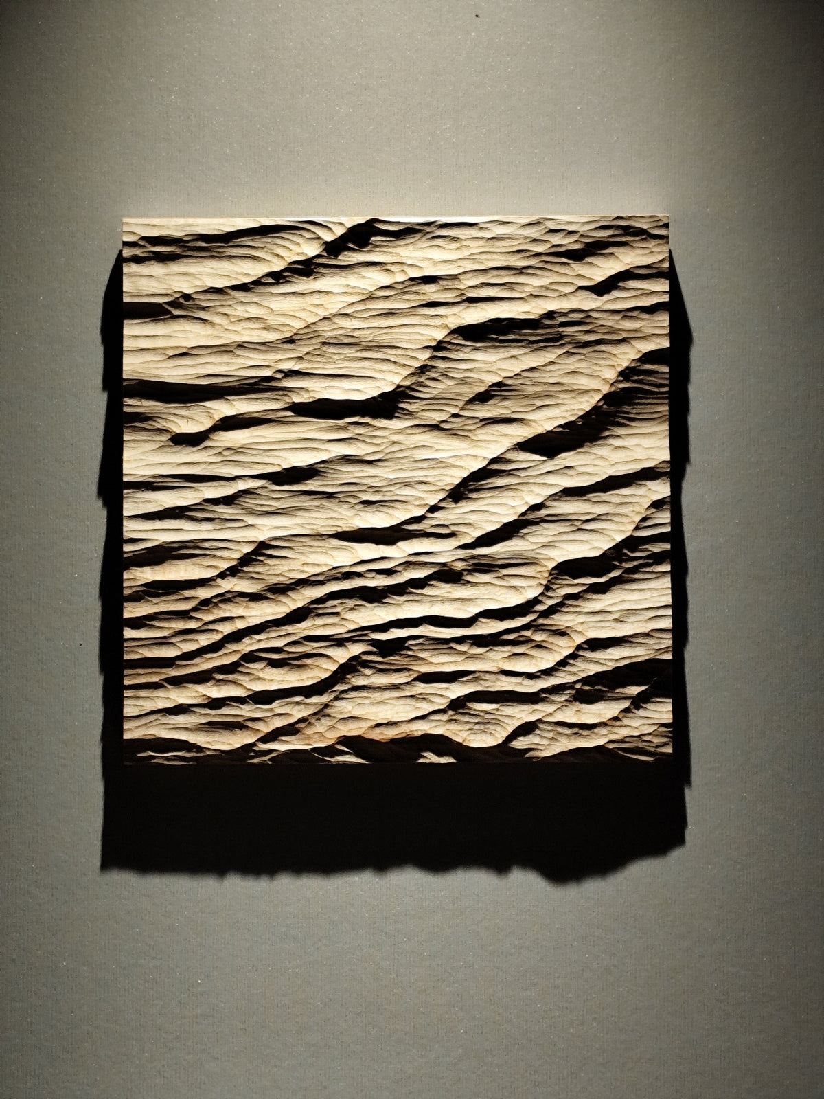 Handcrafted Basswood Wave Carving 30cm