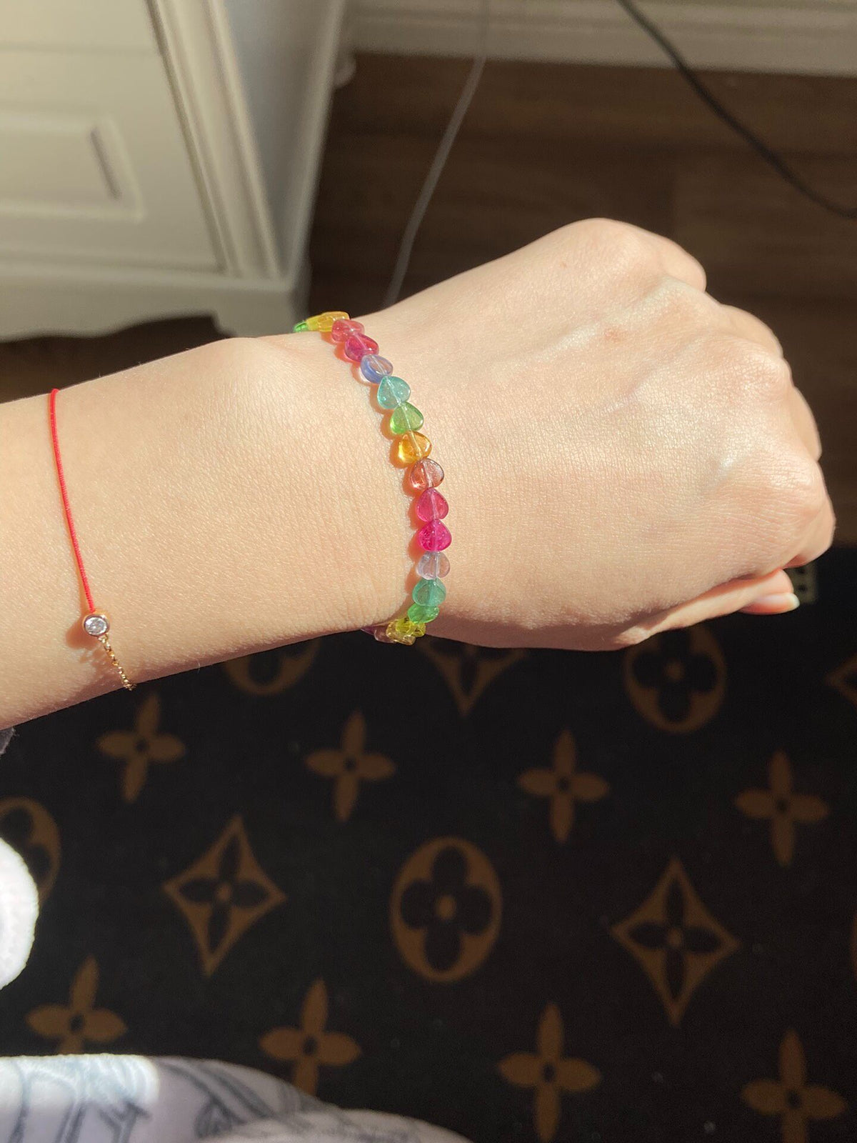 Tourmaline Heart Bead Bracelet Multicolor
