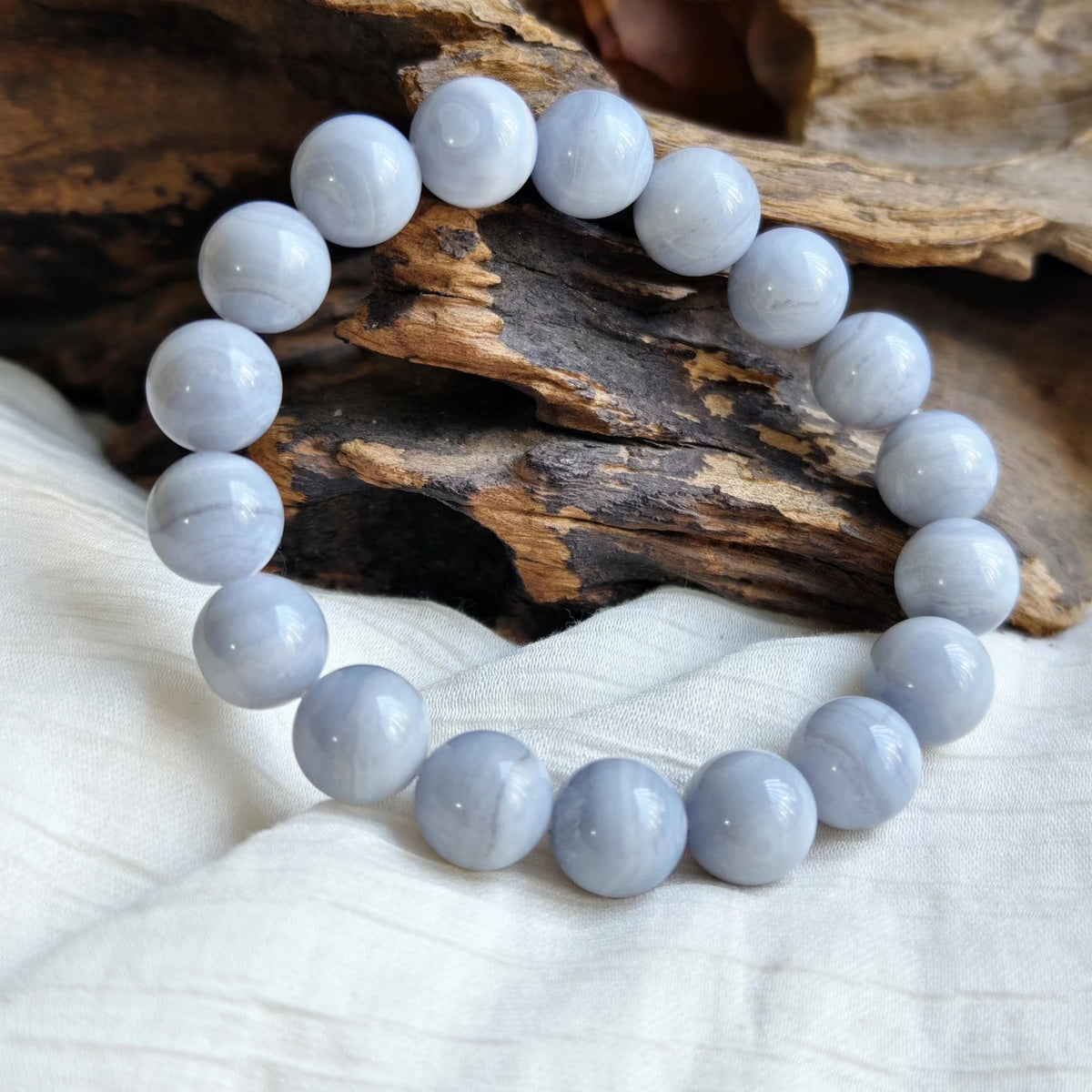 Blue Lace Agate Bracelet and Pendant Set