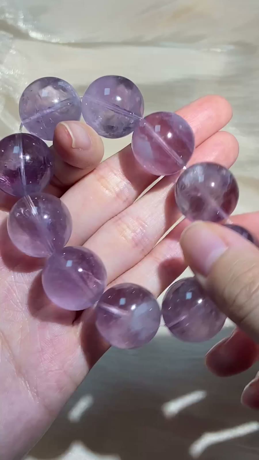 Lavender Amethyst Crystal Beaded Bracelet 19.5mm