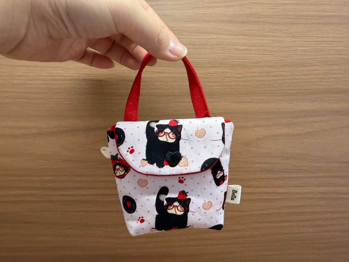 Estuche de tela con estampado de gato para auriculares y llaves