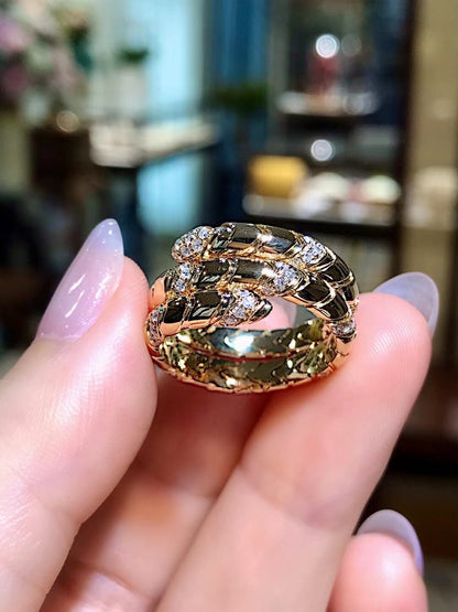 18K Gold Diamond Snake Ring