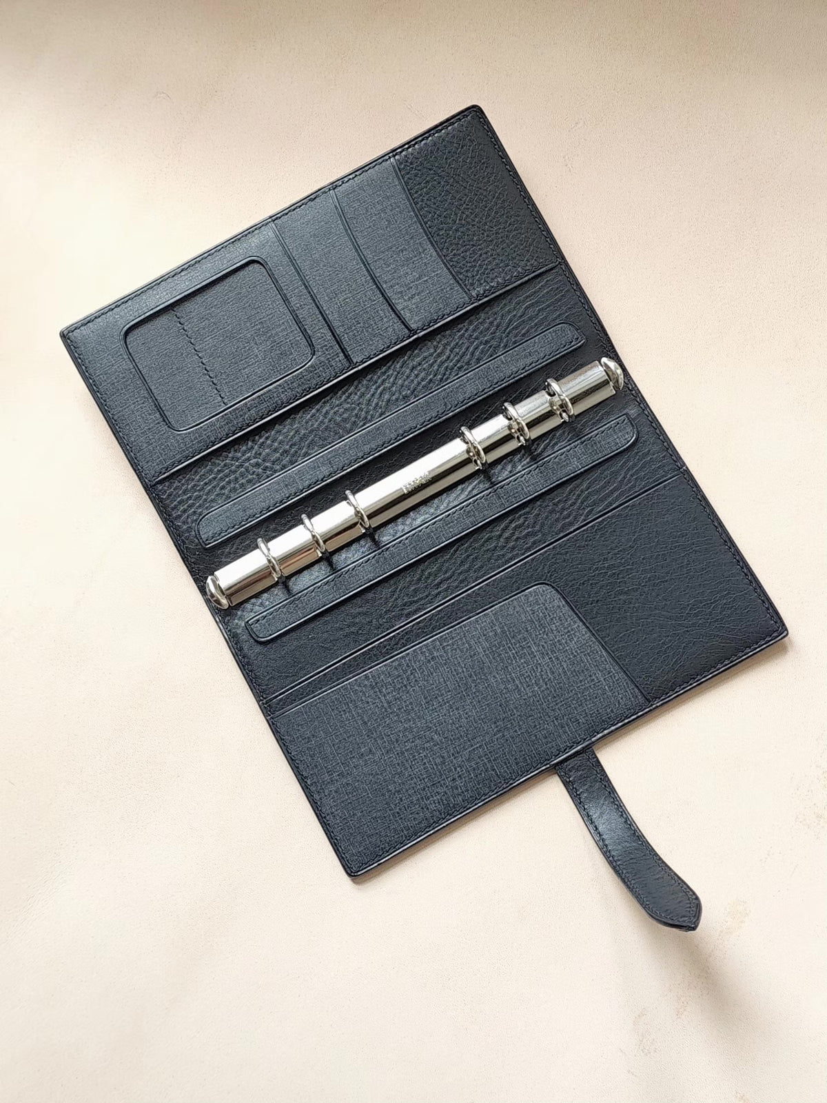 Slate Blue Leather Ring Binder Notebook Cover