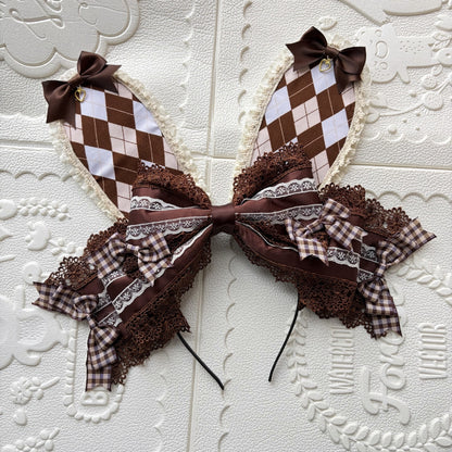 Chocolate Brown Rabbit Ear Bow Lolita Headband