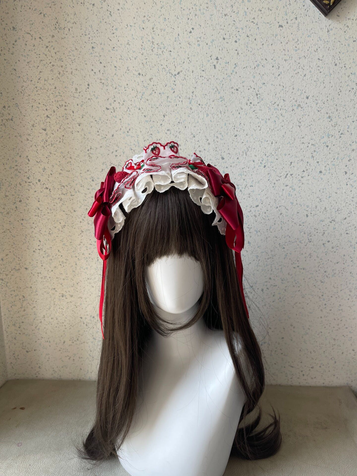 Handmade Lolita Headband Red Strawberry Lace