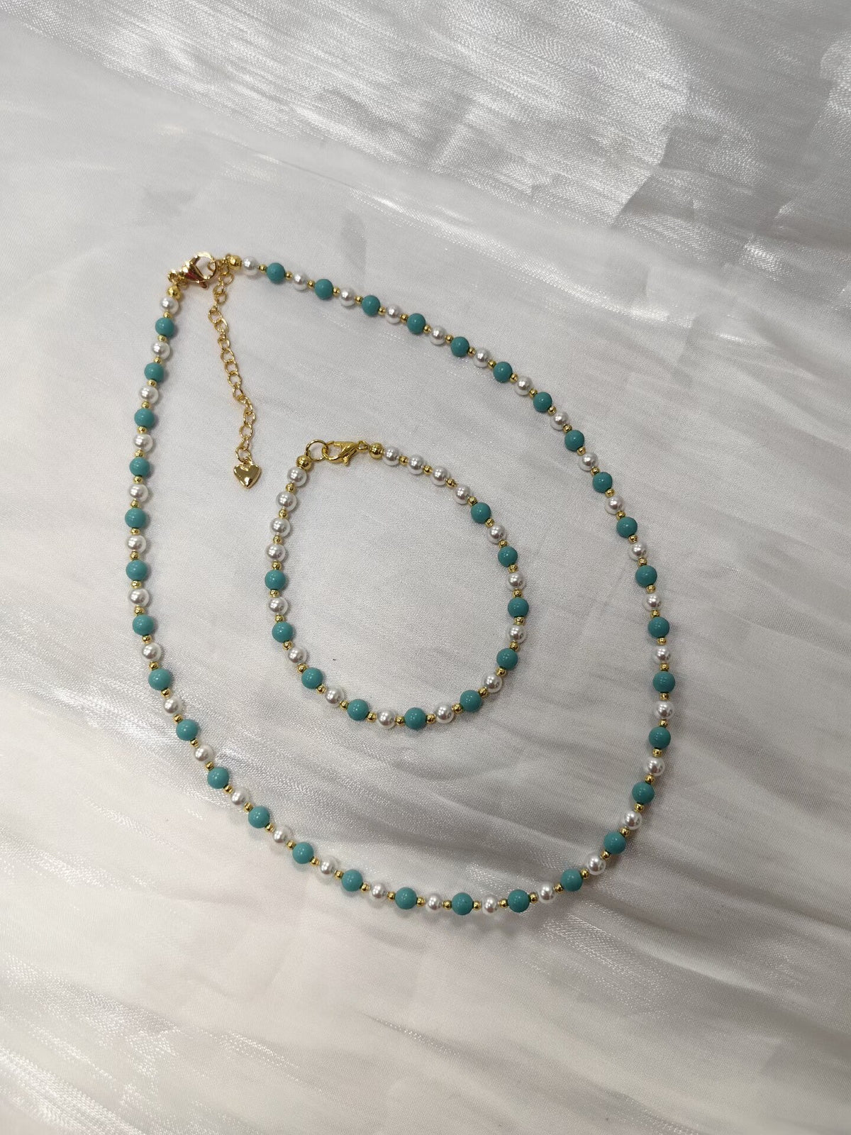 Swarovski Pearl Turquoise Necklace Bracelet Set