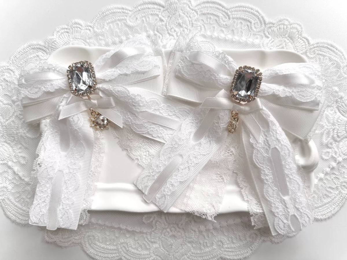 Grampos de Cabelo com Renda Preta e Branca