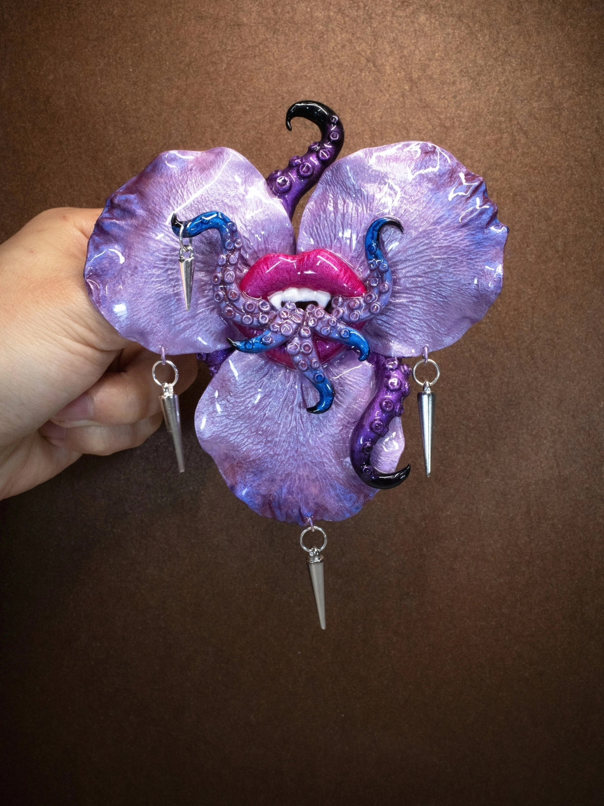 Cthulhu Tentacle Lips Spike Brooch Pendant