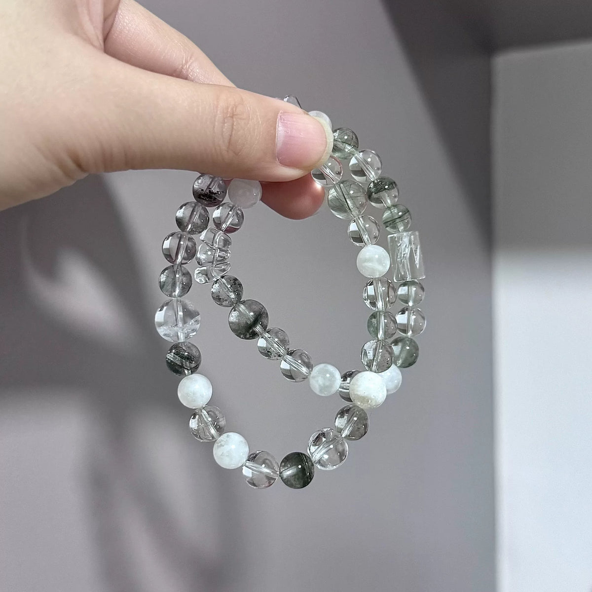 Green Phantom Quartz Double Wrap Bracelet