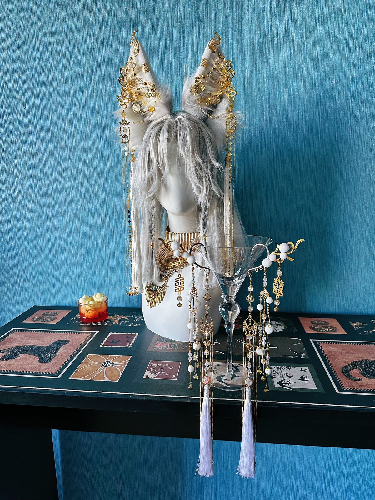 Gold Phoenix Hair Clip Ear Cuff Set