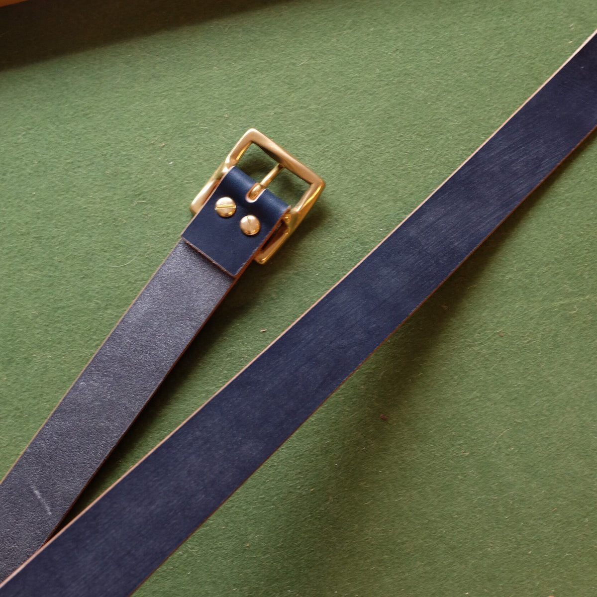 35mm Natural Leather Belt with Brass Square Buckle