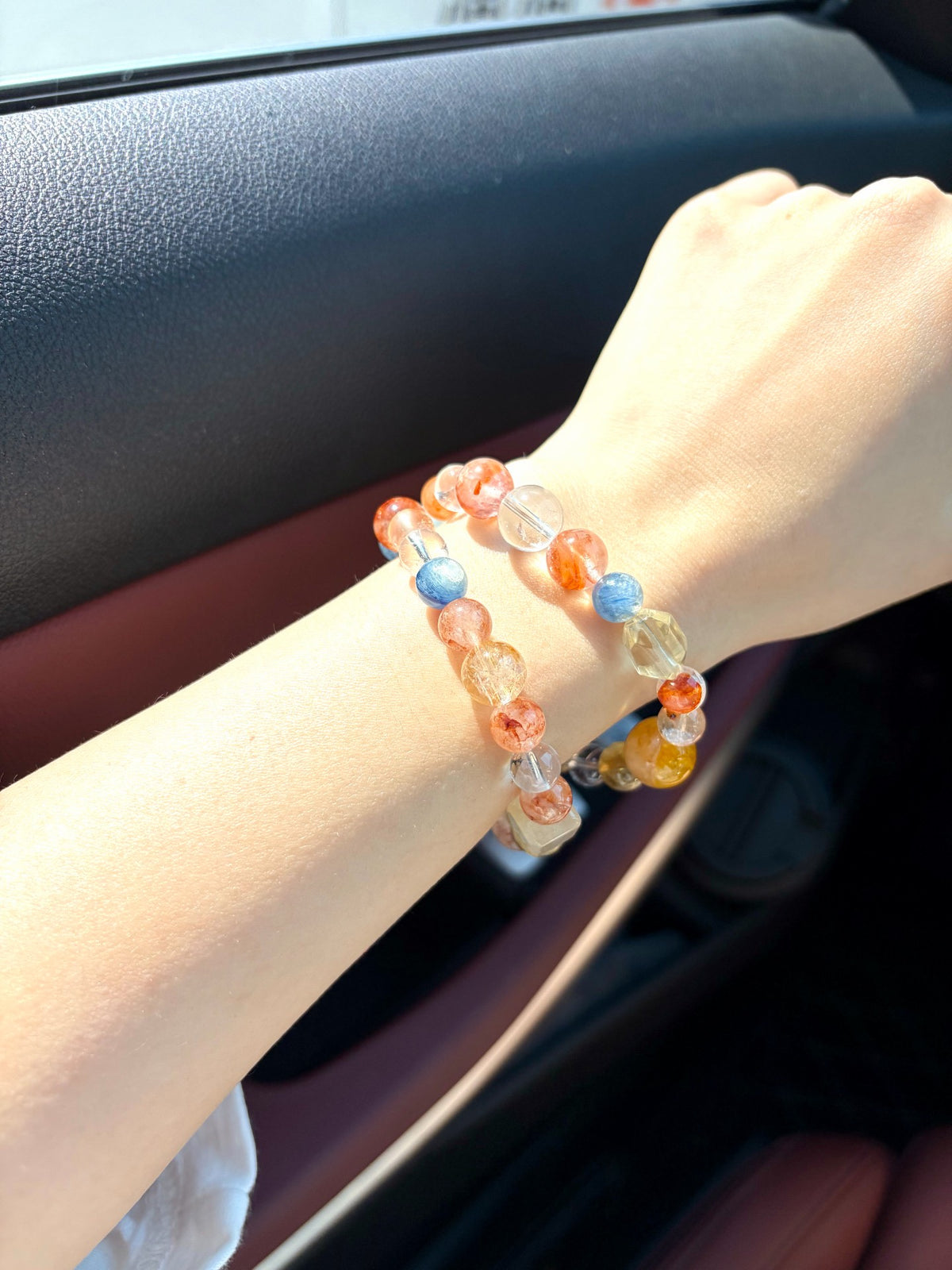 Double Loop Bracelet Blue Kyanite Citrine