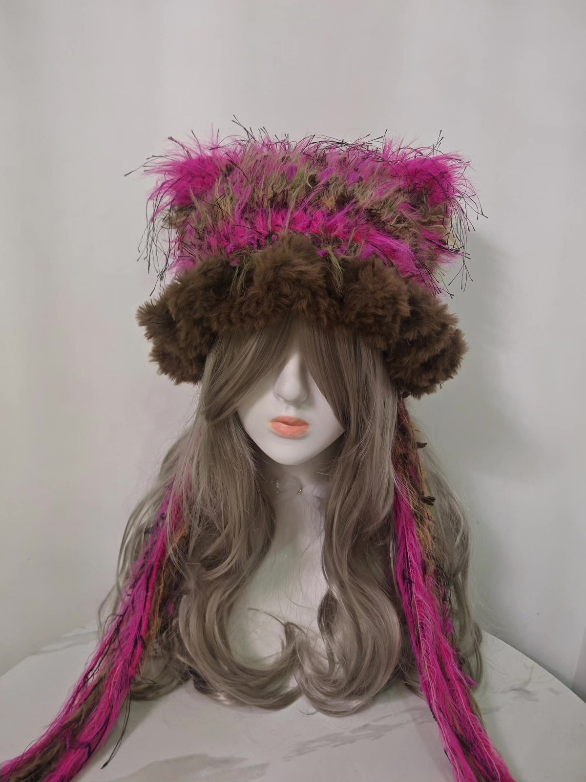 Rose Red Brown Cat Ear Hat