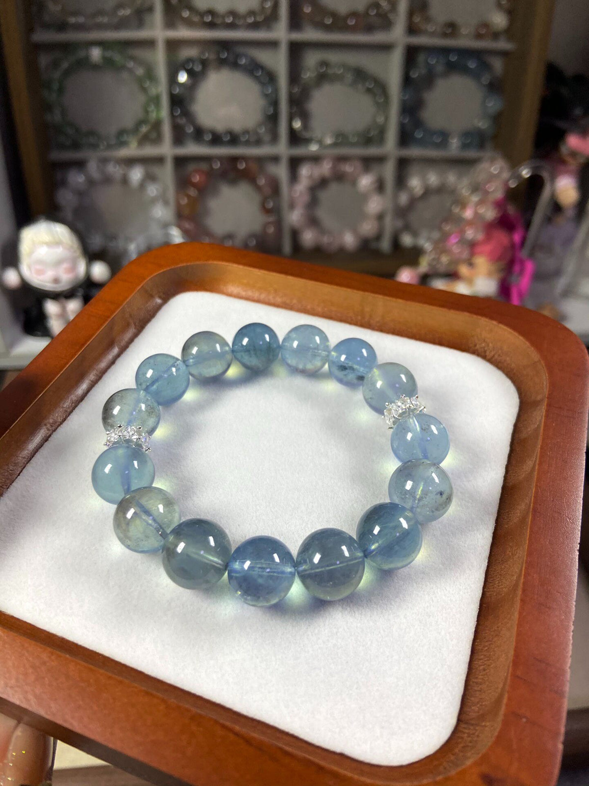 Natural Aquamarine Crystal Cat's Eye Bracelet