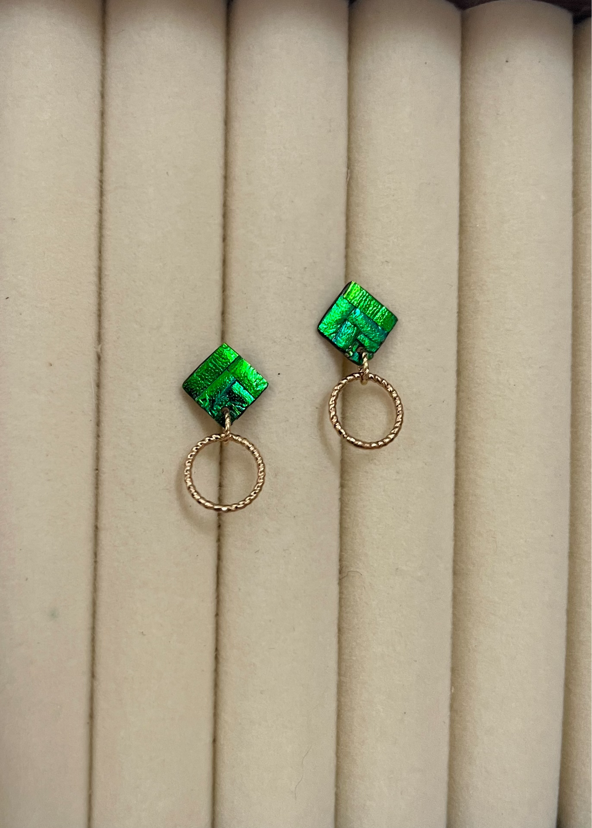 Jewel Beetle Wing Drop Earrings