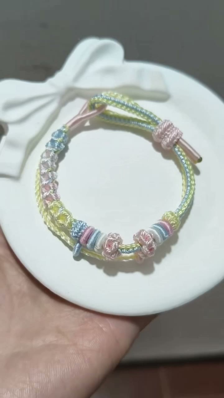 Handwoven Rainbow Gradient Bracelet with Adjustable Knot
