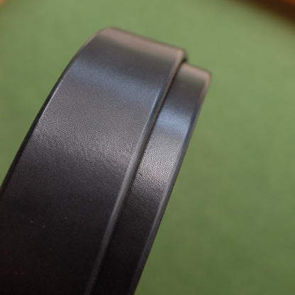 Black Leather Belt with Hexagonal Aged Brass Buckle and Three Rivets