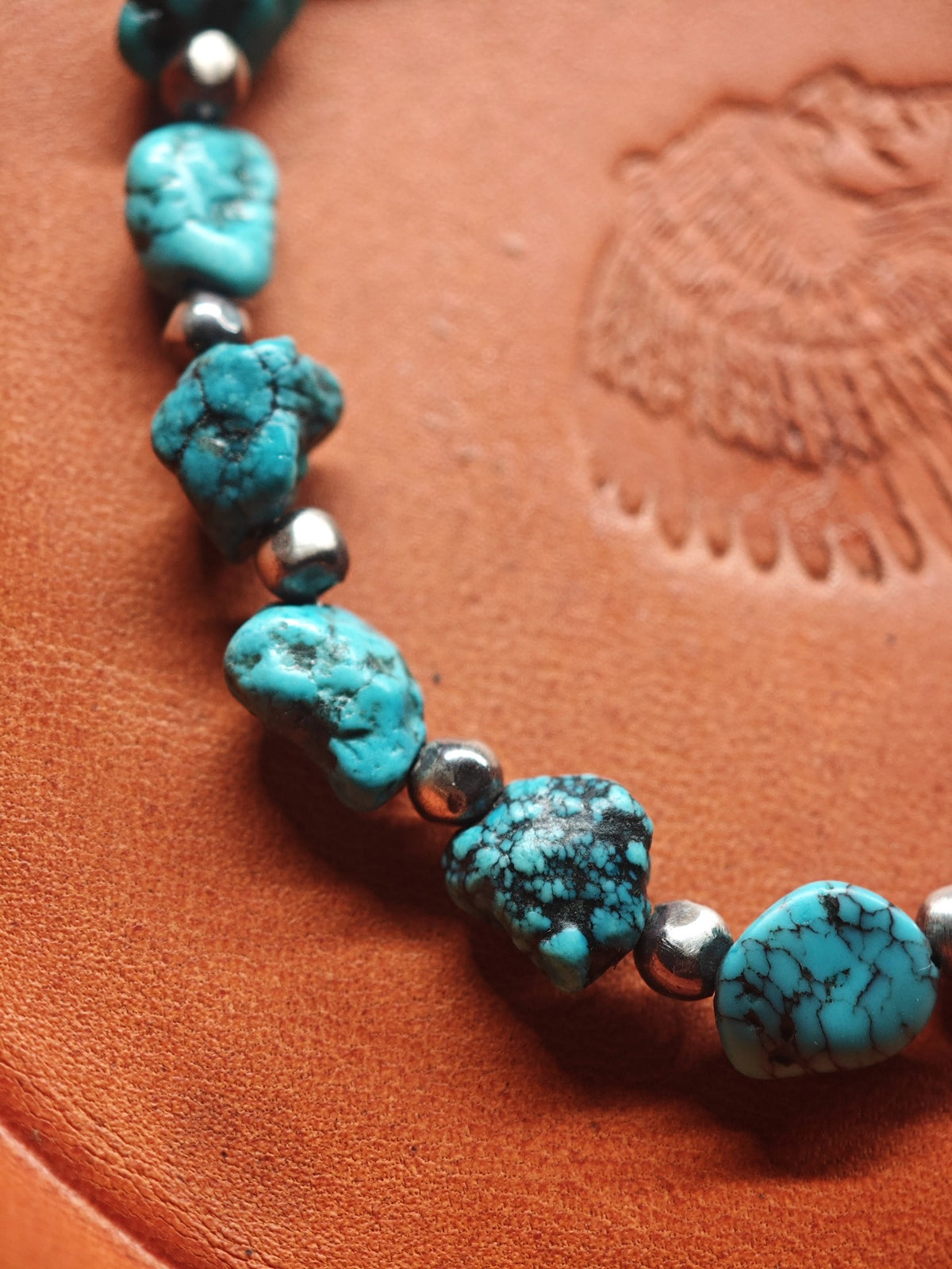 Handmade 925 Silver Hubei Turquoise Bracelet