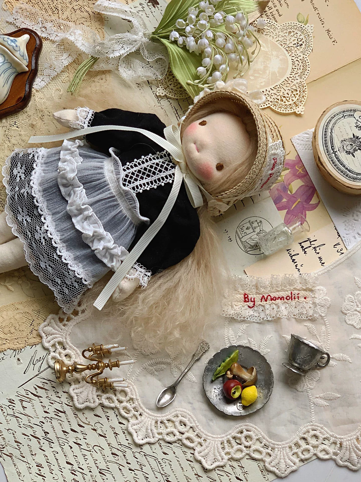Handmade Waldorf Doll with Straw Bonnet