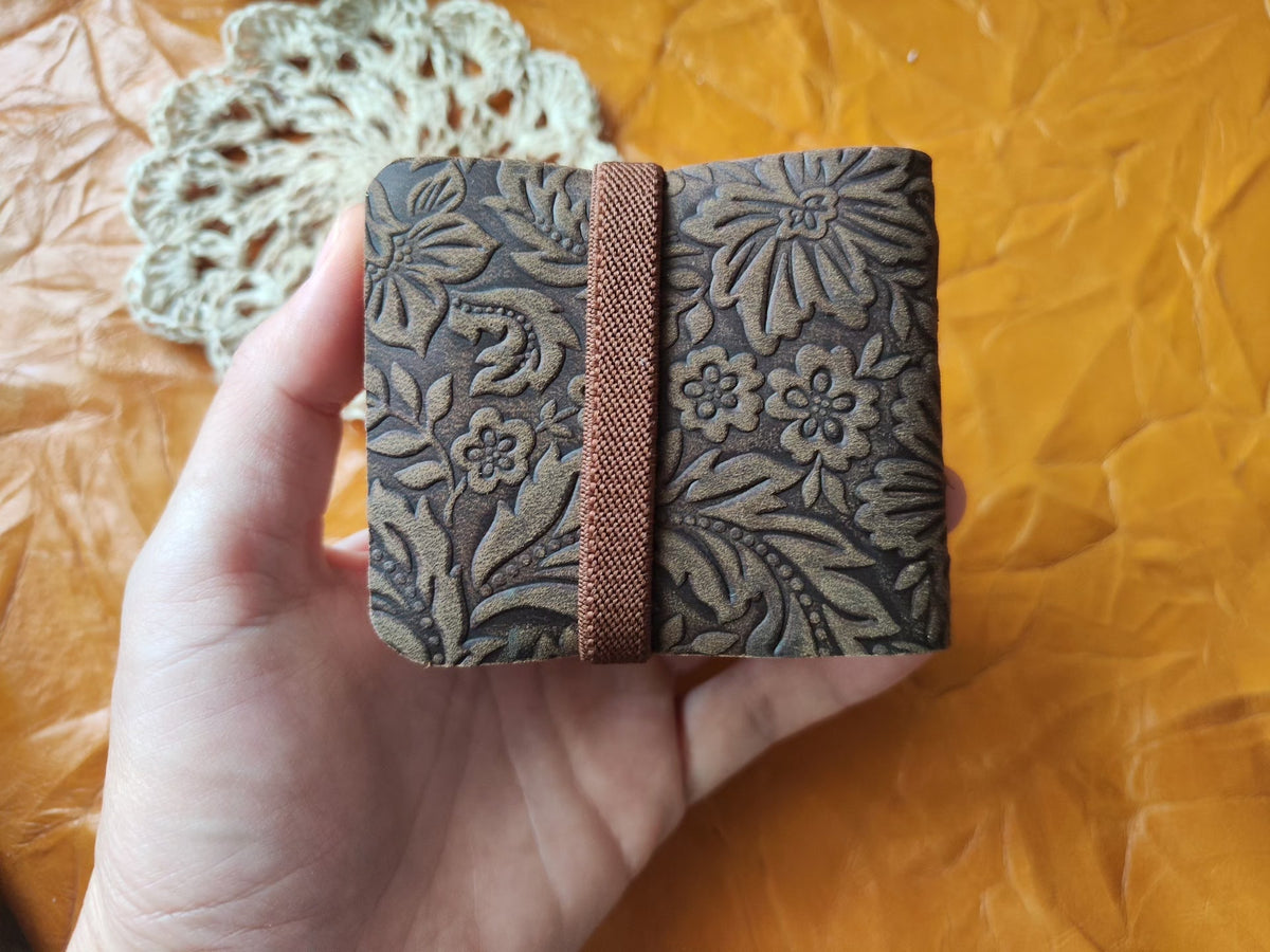 Leather Floral Arabesque Mini Journal