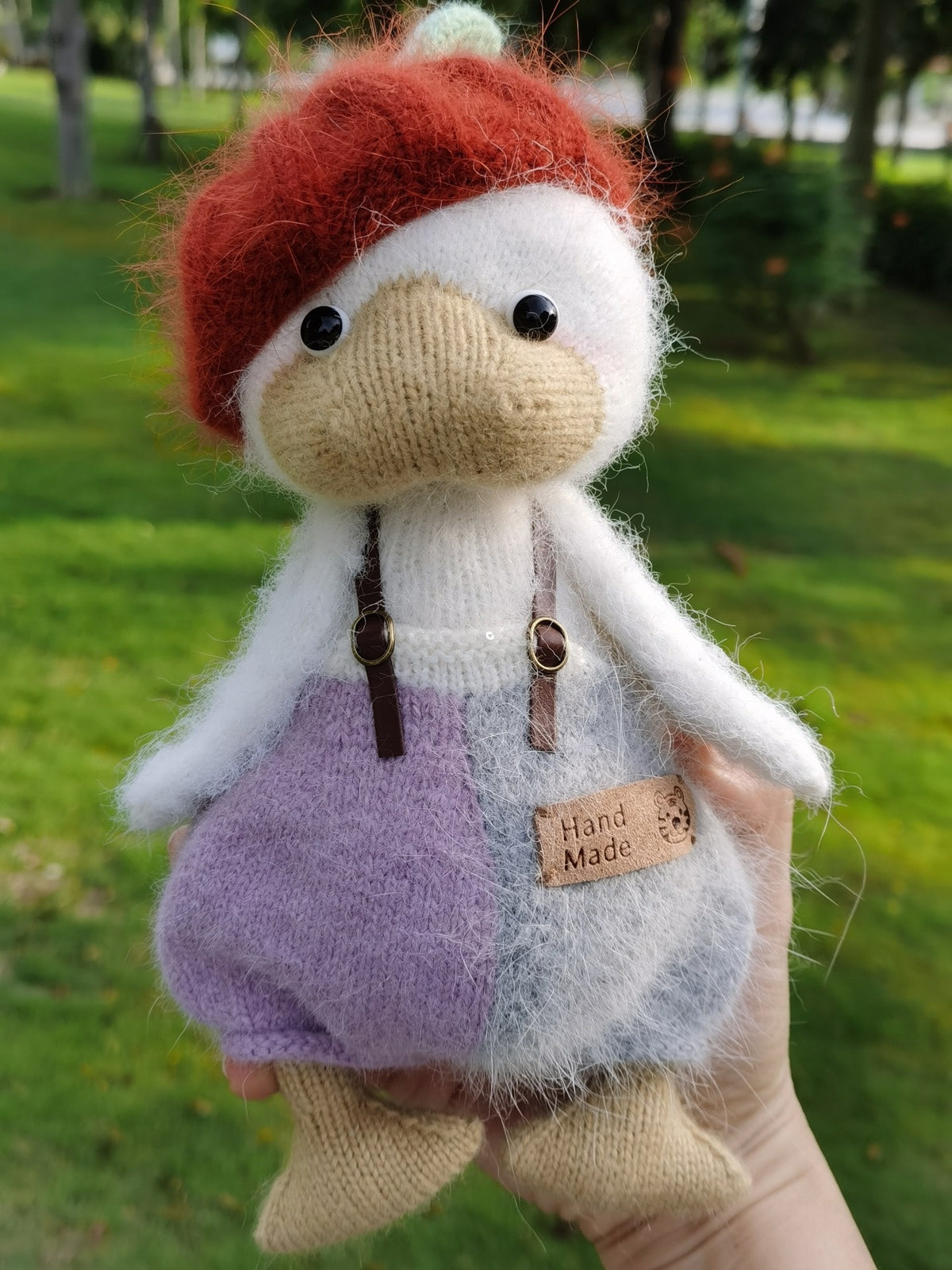 Handgjord stickad anka – mjukisleksak 22 cm