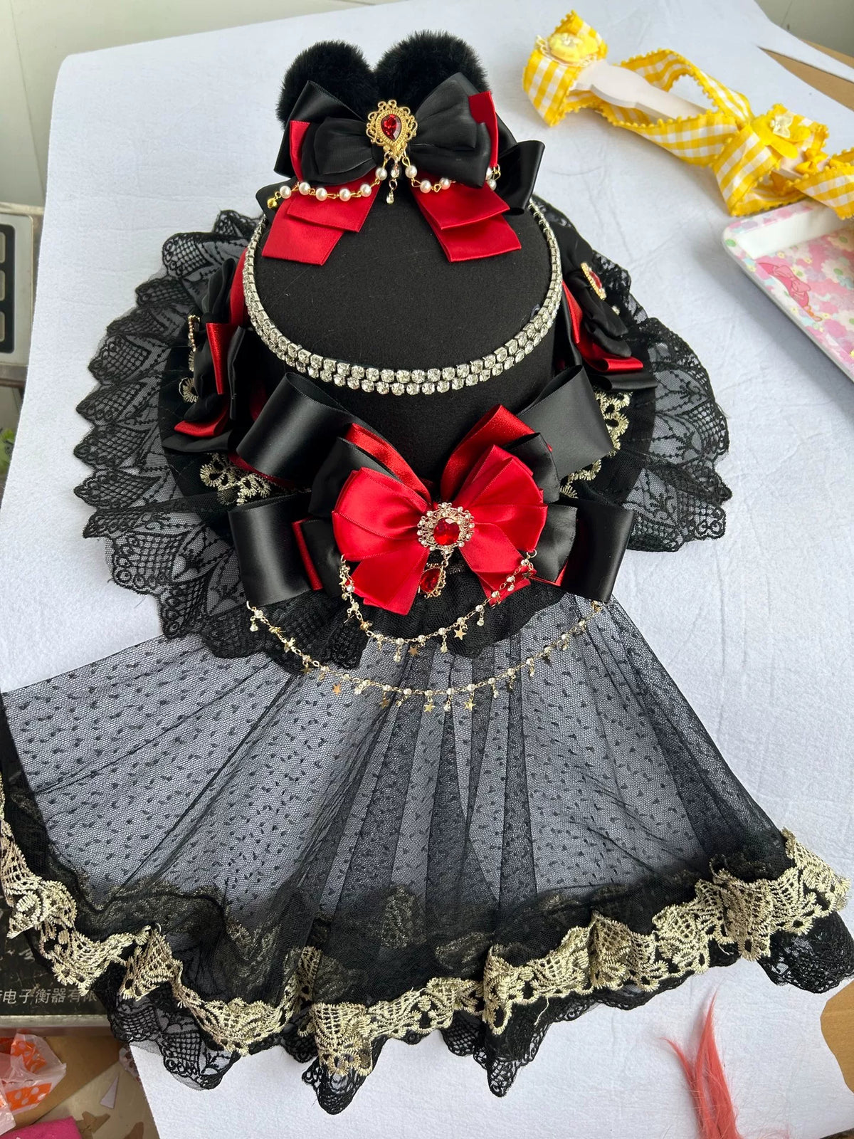Cilindretto Gothic Lolita Nero e Rosso