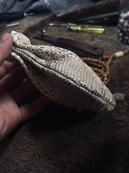 Handmade Leather Dragon Scale Pouch with Drawstring Closure