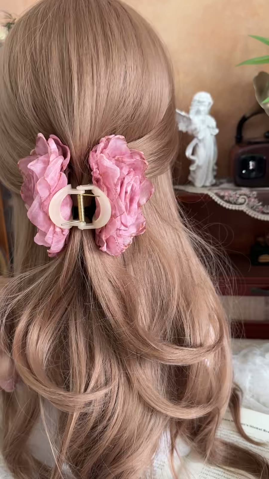 Handcrafted Fabric Rose Hair Claw Clip