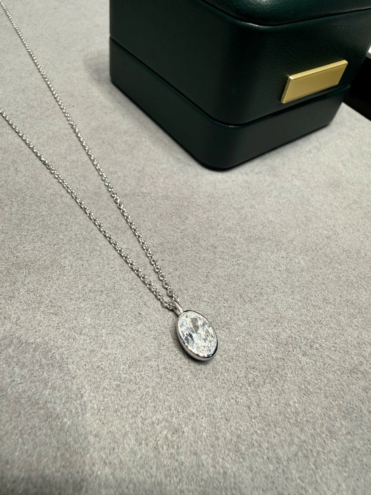 Oval Bezel Solitaire Necklace 45cm