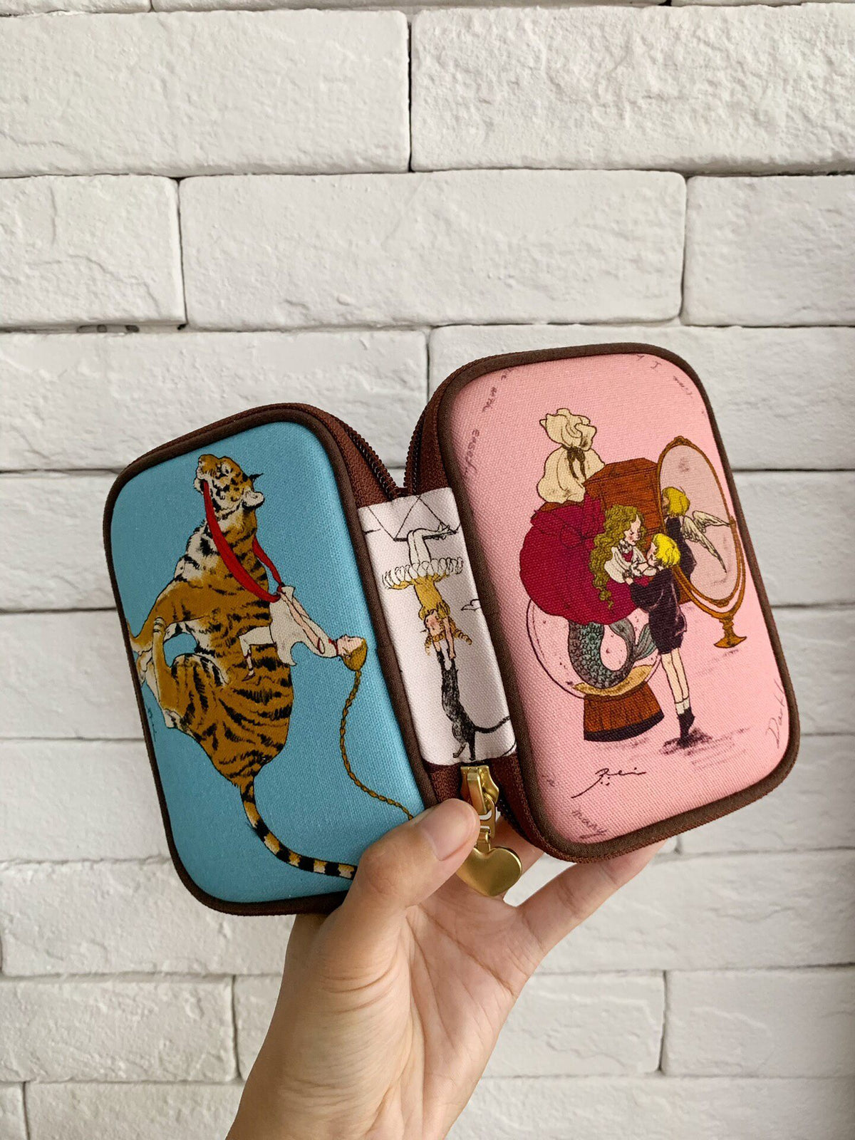 Zippered Organizer Case with Illustrated Panels