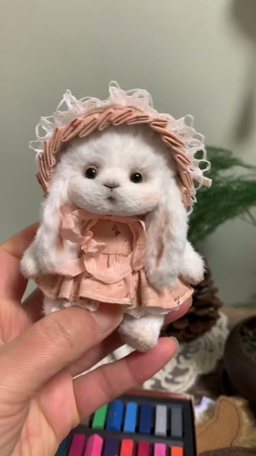 Handmade White Viscose Rabbit Doll
