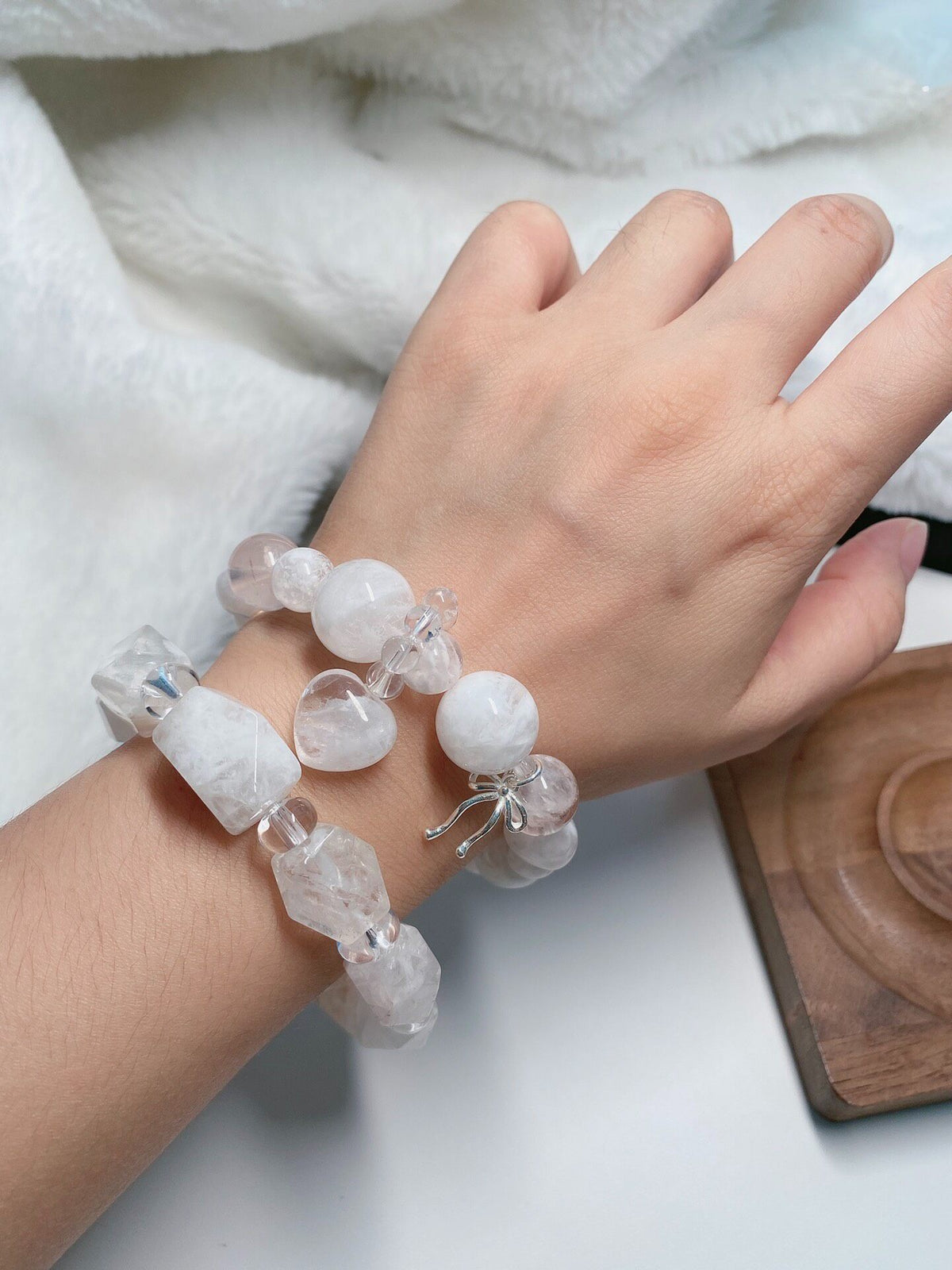 Snowflake Phantom Quartz Freeform Bracelet