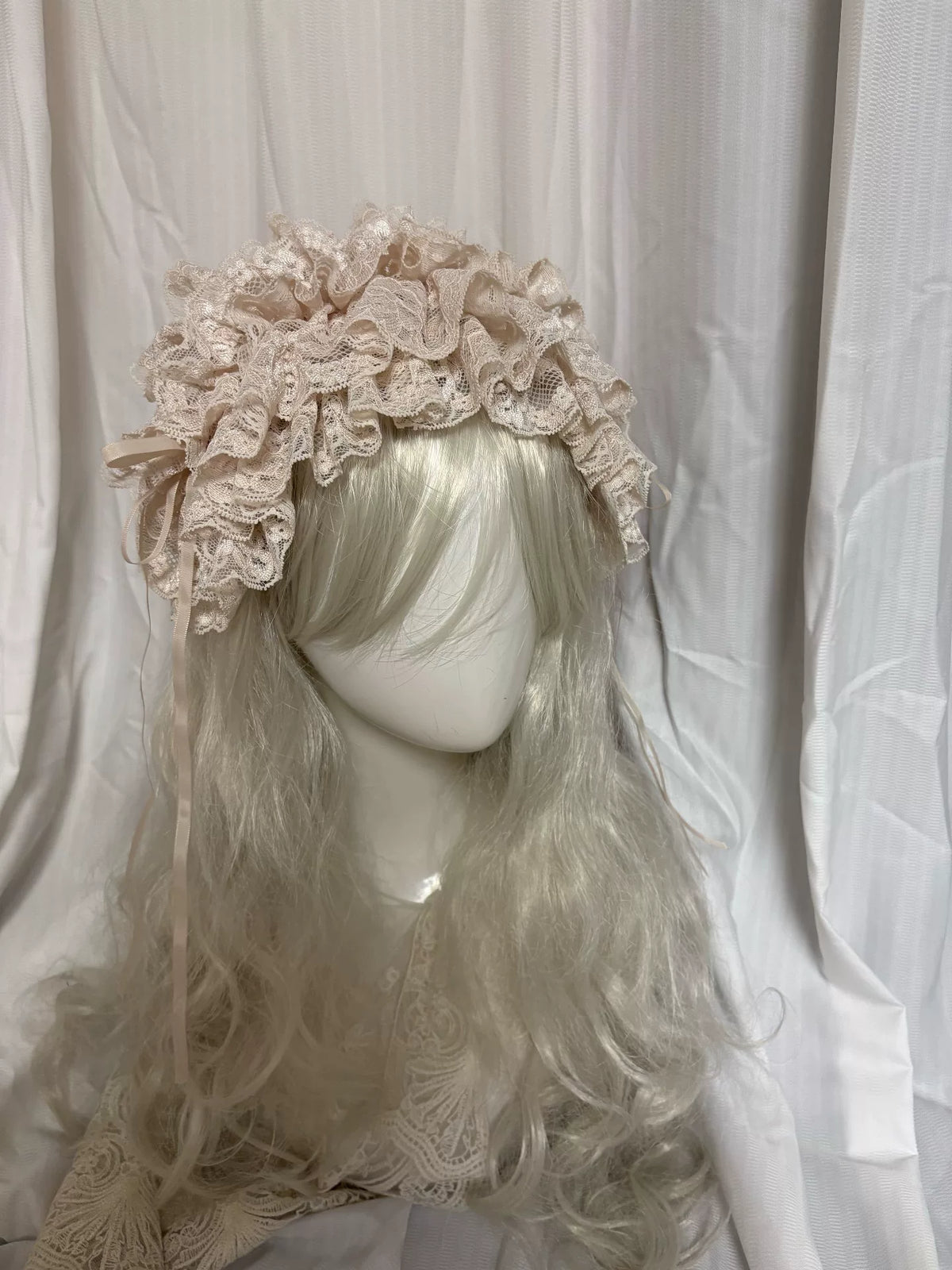 Handmade Lace Lolita Bonnet with Ruffles