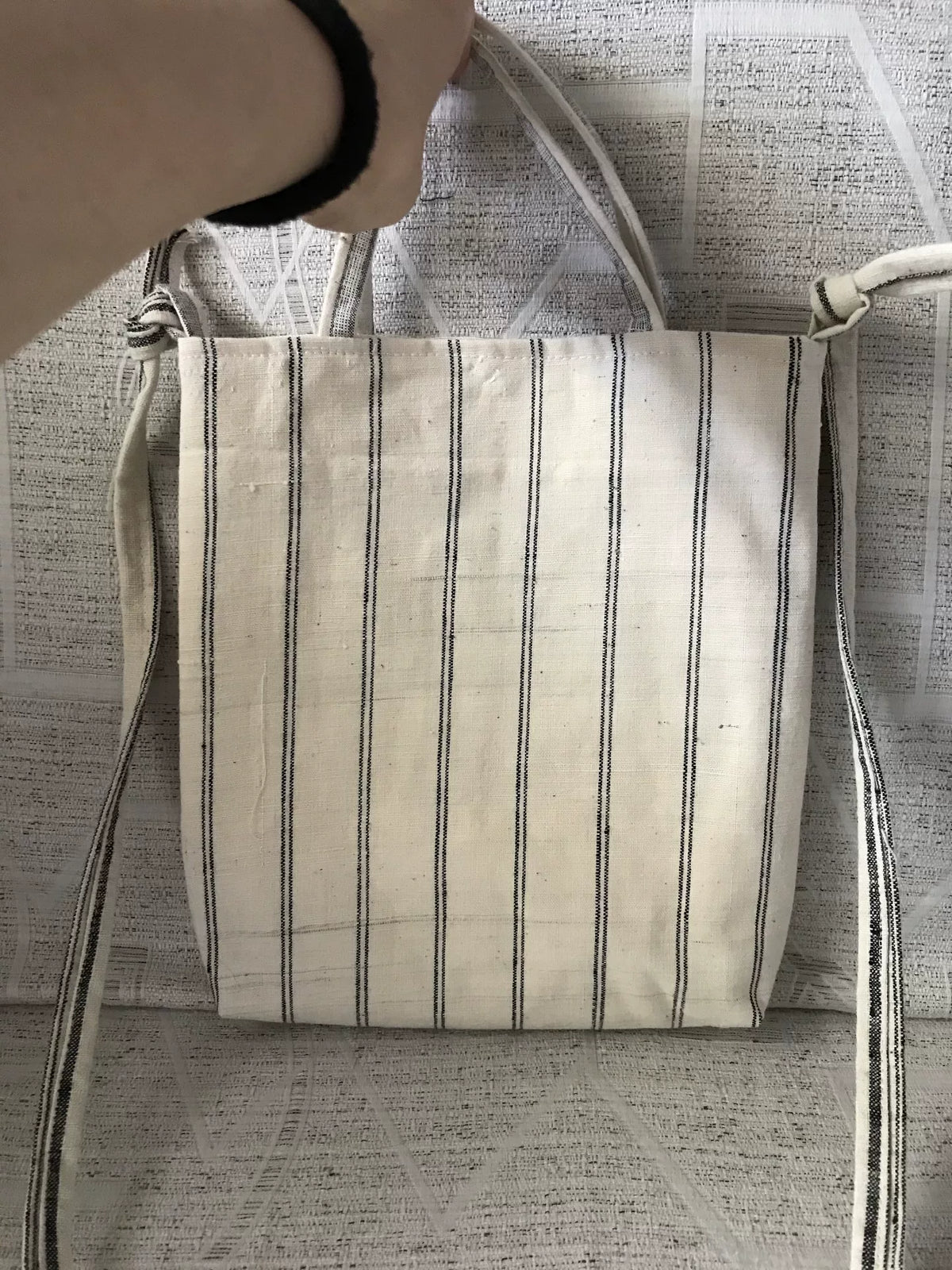 Bolso de tela con cara de gato hecho a mano