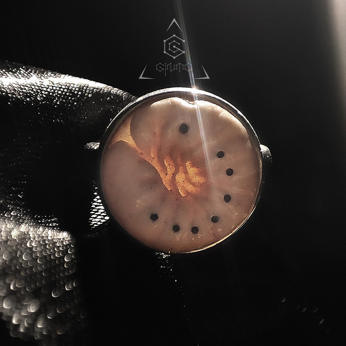 Beetle Larva Carved Antler Ring