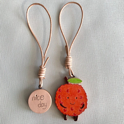 Lychee Leather Charm Set with "nice day" Disc