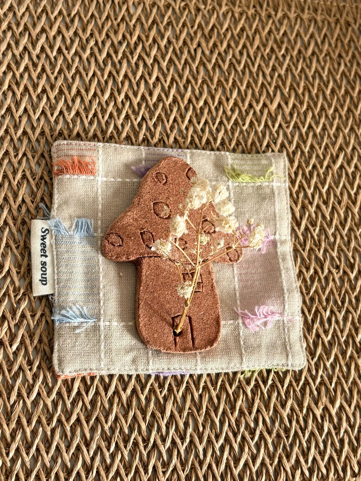 Mushroom House Incense Holder Cork Texture