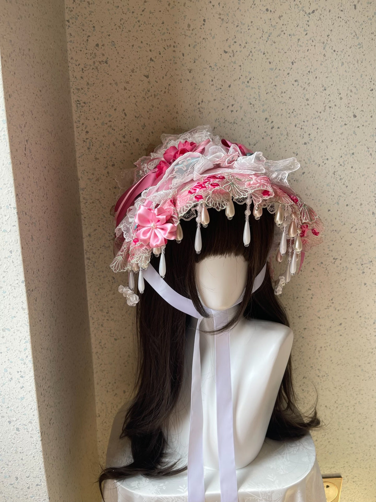 Lolita Pink Lace BNT Flat Hat