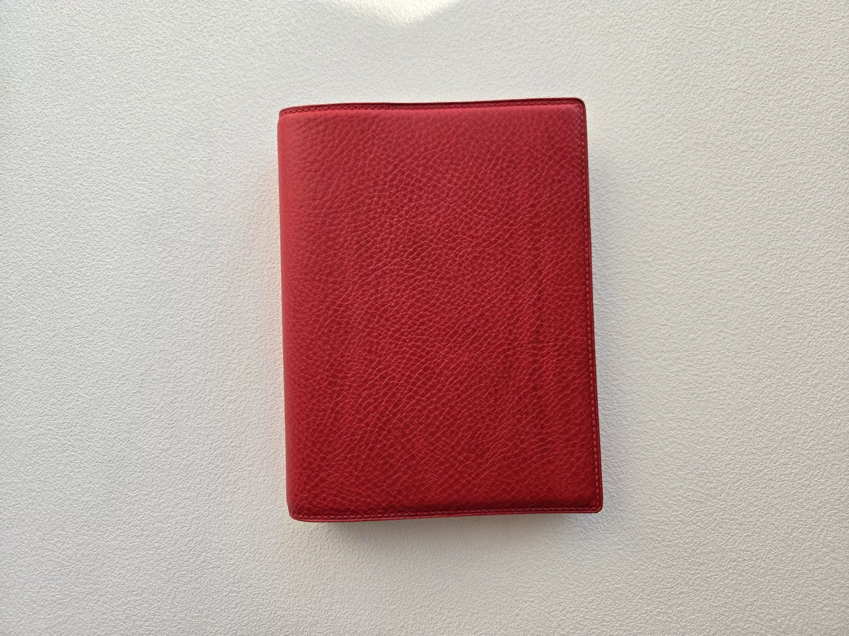A6 Mbox Red Leather Bifold Planner Binder