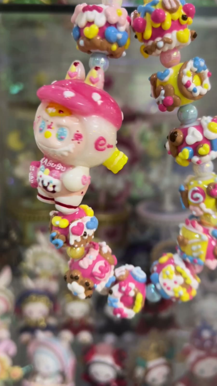 Handbeschchilderde Kraal LABUBU Candy Telefoonhanger