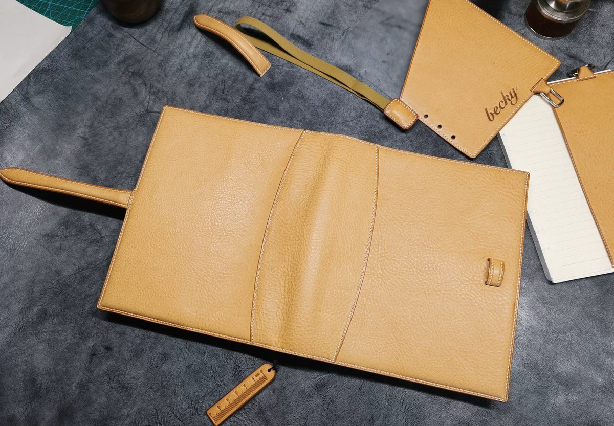Couverture de carnet en cuir A5 avec six anneaux