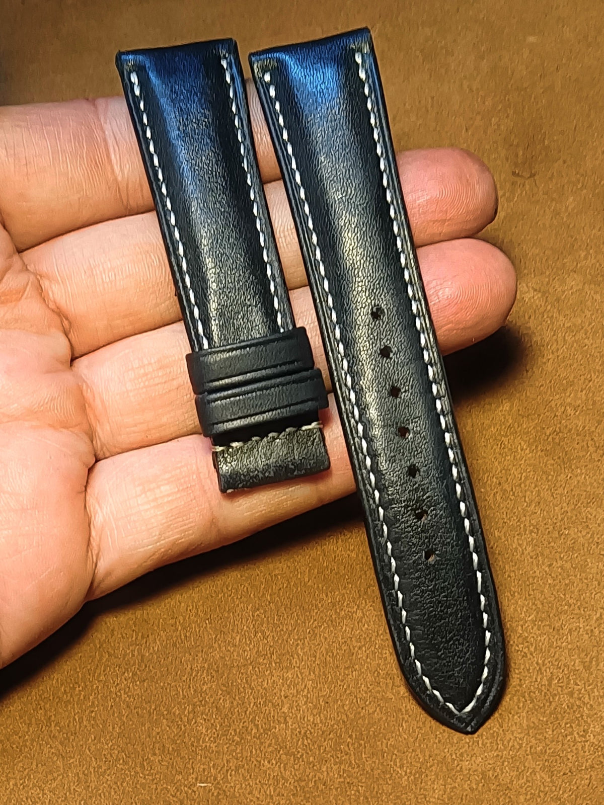 Black Leather Watch Strap with Zermatt Lining