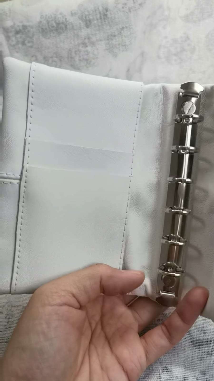 White Goatskin Leather Planner Cover M5