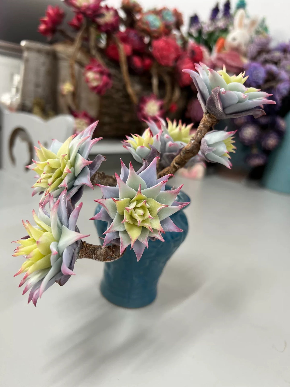Resin Clay Succulent Seven Rosette Decor